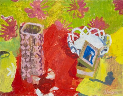 Natureza morta com cesto branco, 2006 (óleo sobre tela) de Megan Williamson