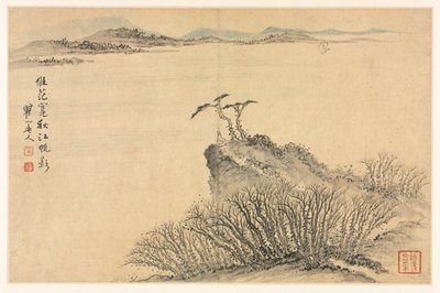 Paisagens em vários estilos após os velhos mestres, 1690. de Mei Qing