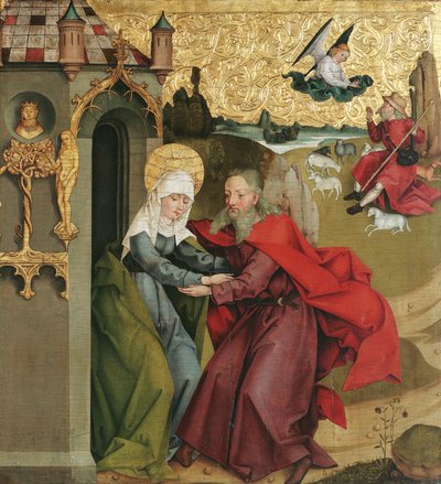 Encontro de Joachim e Anna no Golden Gate de Meister der Divisio Apostolorum