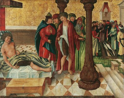 Cura milagrosa das pernas por Santos Cosmas e Damian de Meister der Legendenszenen