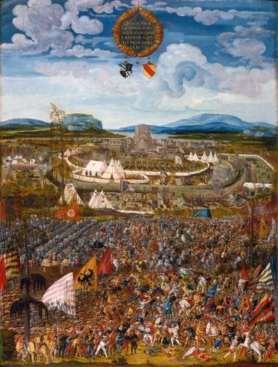 Alemão: Belagerung der Stadt Alesia O anacrónico Cerco para a Batalha de Alesia de Melchior Feselen