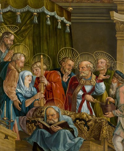 The Death of the Virgin by Feselen, Melchior (ca. 1495-1538). Óleo sobre madeira de Melchior Feselen