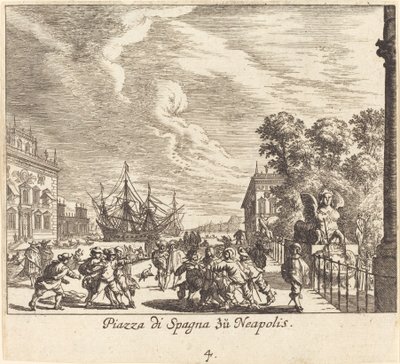 Escadaria de Espanha, Nápoles de Melchior Küsel after Johann Wilhelm Baur