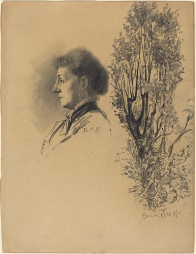 Uma mulher de perfil e uma árvore de Pollard em flor de Melchior Lechter