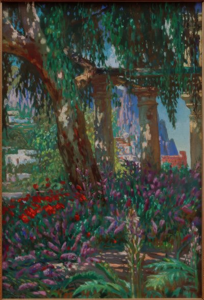 Paisagem em Capri: Vista de uma fila de colunas de Melchior Lechter