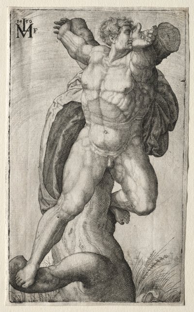 O Homem Crucificado, 1550. de Melchior Lorck