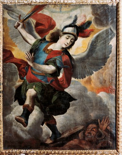 Pintura "O Arcanjo São Miguel" de Melchor Perez de Holguin (1665-1724) de Melchor Pérez de Holguín