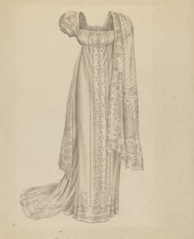 Vestido de noiva com cachecol, c. 1939. de Melita Hofmann