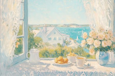 Vista do pequeno-almoço à beira-mar de Melloi Art Prints