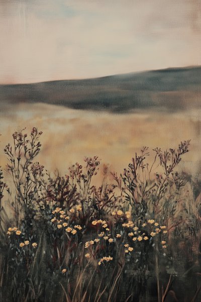 Campo dourado com flores silvestres de Melloi Art Prints