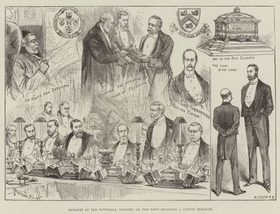 Banquete no Townhall, Grimsby, na cidade, tornando-se um condado de Borough de Melton Prior