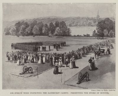 Sir Evelyn Wood inspecionando os Sandhurst Cadets, apresentando a Espada de Honra de Melton Prior