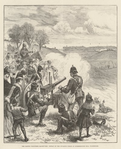 As manobras de voluntários da Páscoa, derrota da força invasora em Summerhouse Hill, Folkestone de Melton Prior