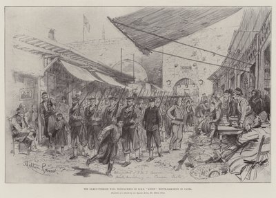 A Guerra Greco-Turca, Casacos-azuis de HMS Anson Rota-Marcha em Canea de Melton Prior
