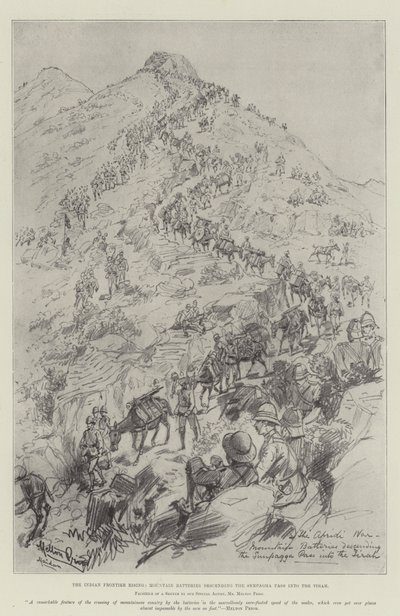 A Ascensão da Fronteira Indiana, Baterias de Montanha descendo a Passagem de Sempagha para o Tirah de Melton Prior