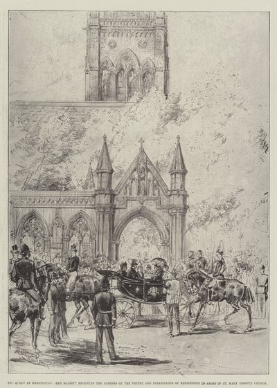 A Rainha de Kensington, Sua Majestade recebendo o Endereço da Sacristia e os Habitantes de Kensington em frente à Igreja de Santa Maria Abadia de Melton Prior