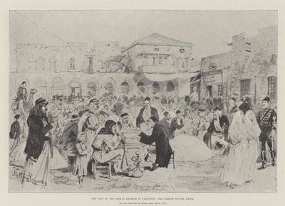 A visita do imperador alemão à Palestina, a Praça do Mercado, Haifa de Melton Prior