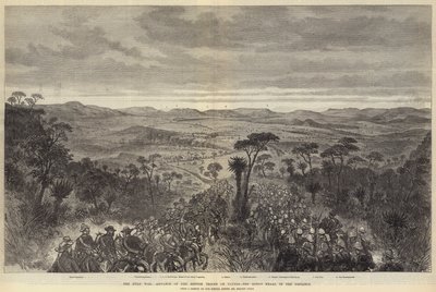 A Guerra Zulu, o avanço das tropas britânicas em Ulundi, o King&39;s Kraal à distância de Melton Prior