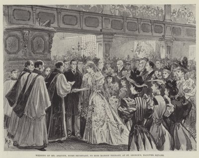 Casamento do Sr. Asquith, Secretário do Interior, à Srta. Margot Tennant, em St George&39;s, Hanover Square de Melton Prior