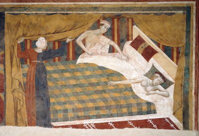 Cenas de amor profanas: Os cônjuges retiraram-se para a cama de Memmo di Filippuccio