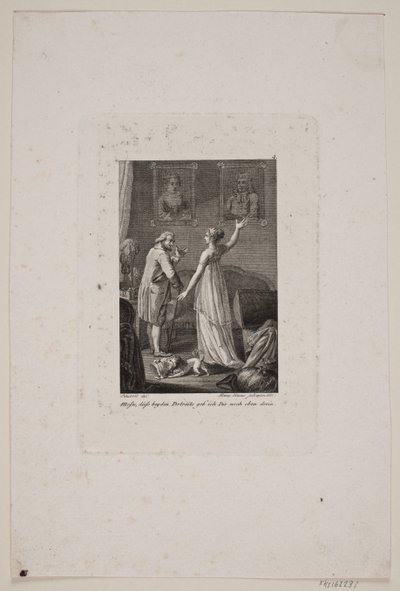 Ilustração com senhora e cavalheiro na frente de dois retratos de Meno Haas