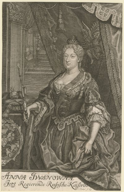 Retrato da Imperatriz Anna Ioannovna 1693-1740, 1733 de Mentzel