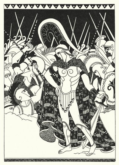 Começaram a atacar uns aos outros com as suas espadas (cor litho) de Merlyn Mann
