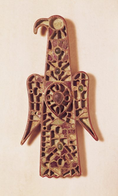 Broche em forma de águia (metal e esmalte) de Merovingian