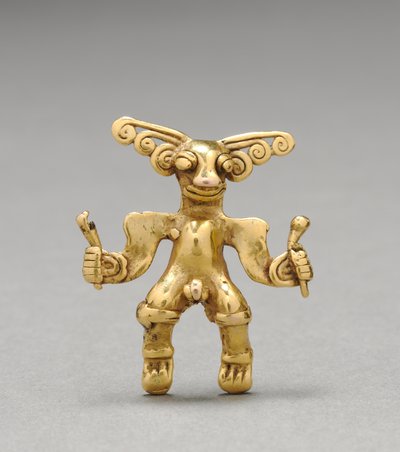 Pingente de estatueta, c. 1000-1550 (ouro fundido) de Mesoamerican Mesoamerican