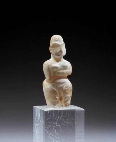 Mesopotâmia: Estatueta de albastro feminino da necrópole de Tell es Sawwan. 5800-5500 AC. Paris, Museu do Louvre de Mesopotamian Mesopotamian