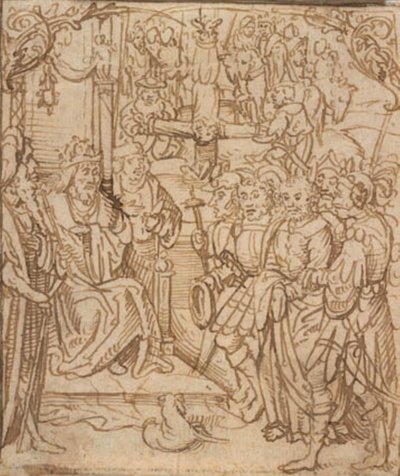 São Pedro antes do imperador Nero, e a crucificação de São Pedro de Mesteren for Aachen alteret