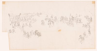 Desenho da pintura representando a batalha de Waterloo de Met and Meylink
