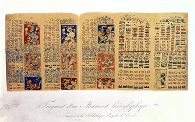 Cópia de um fragmento do Códice de Dresden mostrando cálculos astronômicos maias de Mexican School