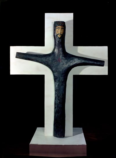 Cruz (madeira policromada) de Mexican School