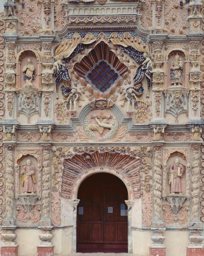 Fachada da Igreja da Missão Franciscana de São Francisco, 1754-62 de Mexican School