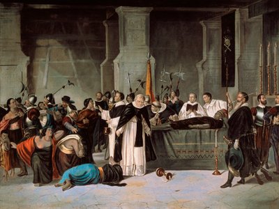 Funeral de Atahualpa, agosto de 1533, c.1869 (óleo sobre tela) de Mexican School