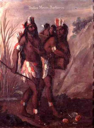 Mestiços indianos (óleo no painel) de Mexican School