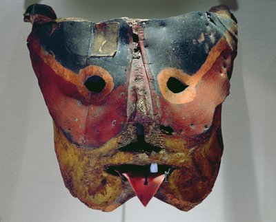 Máscara de uma dançarina Pascola (madeira pintada) de Mexican School