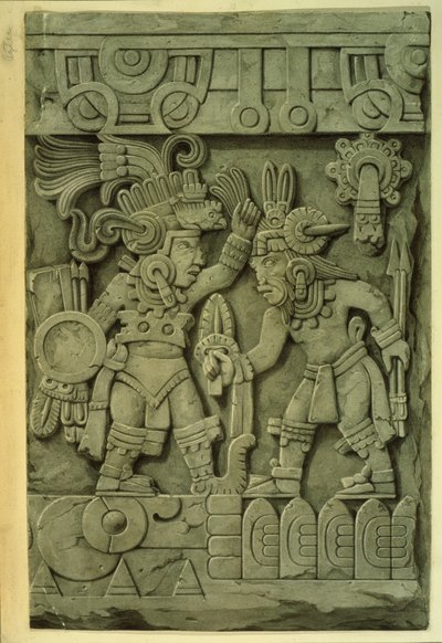 A Pedra de Tizoc (litografia a cores) de Mexican School