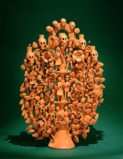Árvore da vida (louça de barro de fogo único) de Mexican School