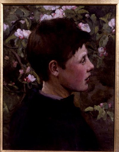 Cabeça de um Rapaz (óleo sobre tela) de Mia Arnesby (attributed to) Brown