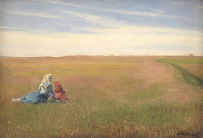 Duas garotas em um campo. Um dia de verão de Michael Ancher