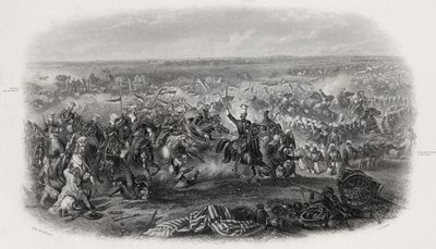 Batalha de Aliwal, Índia, 28 de janeiro de 1846, gravada por JJ Crew de Michael Angelo Hayes
