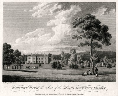 Bagshot Park, sede do honorável Augustus Kepple, 1777 de Michael Angelo Rooker