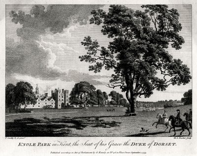 Knole Park, em Kent, sede de Sua Graça, o Duque de Dorset, 1775 de Michael Angelo Rooker