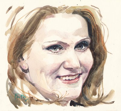 Helle Thorning-Schmidt (aguarela) de Michael Frith