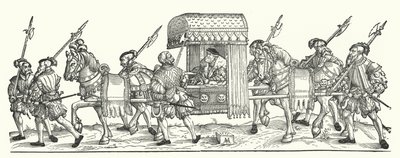 Um eleitor alemão viajando de ninhada (gravura) de Michael Ostendorfer