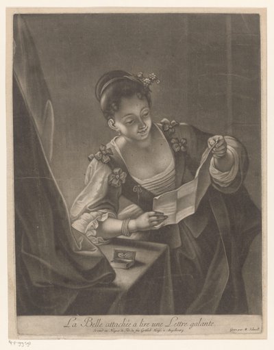 Brieflezende jonge vrouw
La Belle attachée a lire une Lettre galante (título sobre o objecto) de Michael Schnell