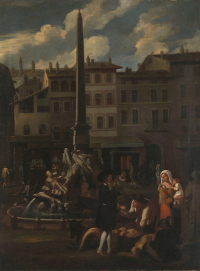 Cena do mercado em Roma, Piazza Navona de Michael Sweerts (manner of)