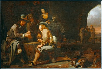 Soldados a brincar numa gruta transformada em casa de guarda. 1649 ... de Michael Sweerts